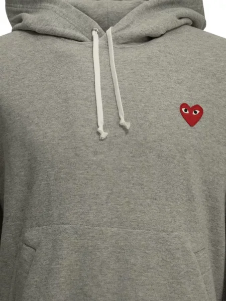 Суичър с качулка Comme Des Garçons Play със сърца сиво