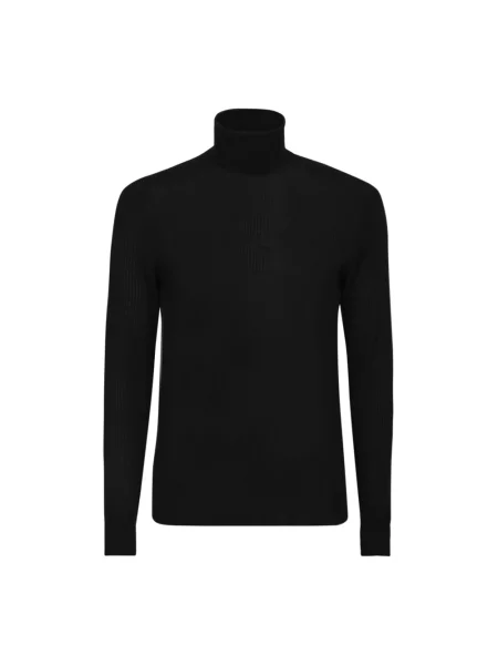 Sweter z golfem Dell'oglio wełniany czarny