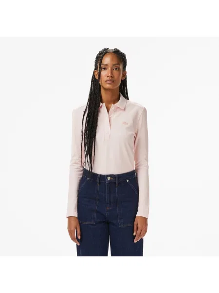 Lacoste Koszulka Polo Slim Fit Z Elastycznego Piqué różowa
