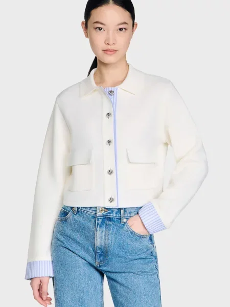 Вовняний кардиган Sandro білий