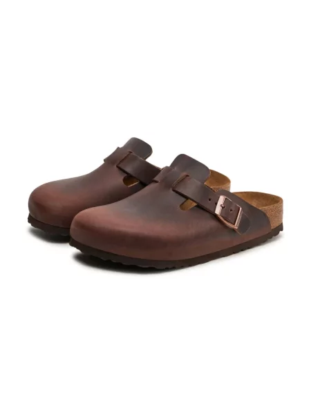 Klapki Birkenstock skórzane brązowe