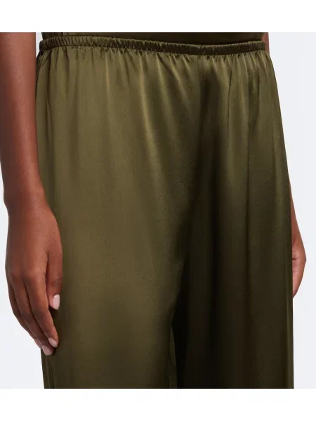Pantaloni Leset din satin verde
