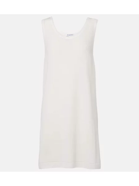 Rochie midi Alaïa de lână până la genunchi de costum alb
