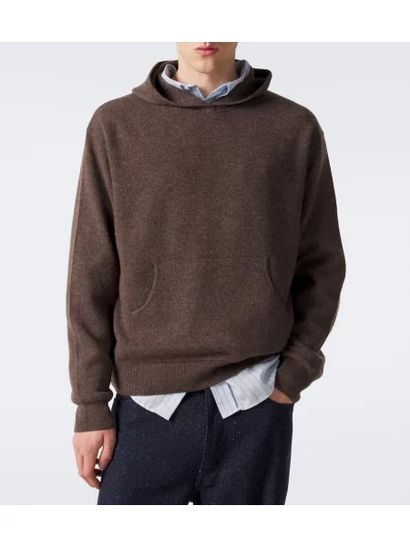Hanorac cu glugă Acne Studios din cașmir maro