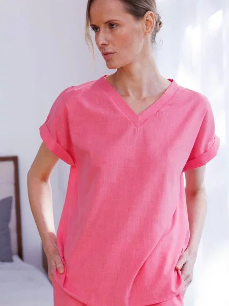 Однотонная блузка Leinle розовая