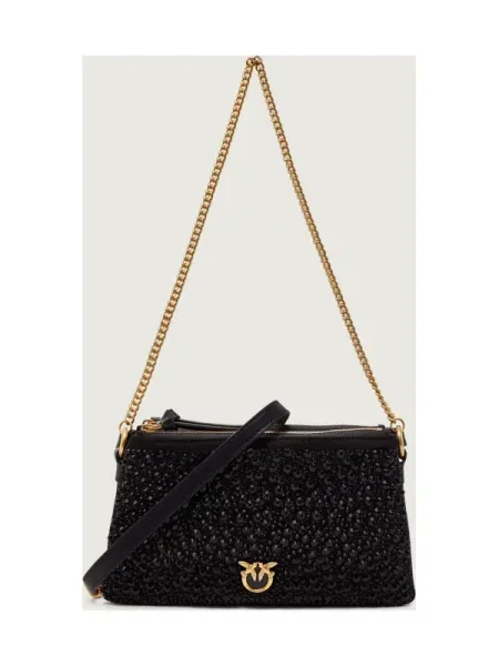 PINKO Geantă Double Mini Pelle Ai PLTT negru