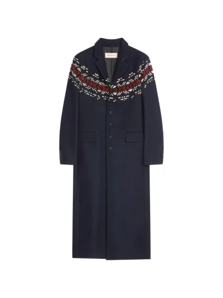Palton Dries Van Noten de lână albastru