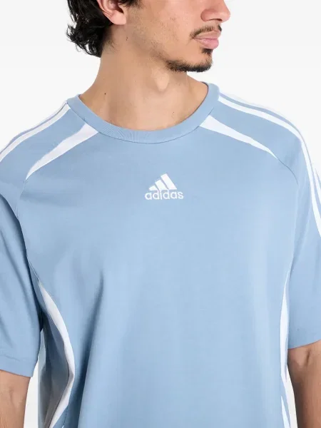 Футбол тениска с дълъг ръкав Adidas на райета мъниста бяло