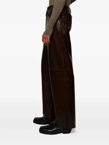 Pantaloni Entire Studios din piele maro