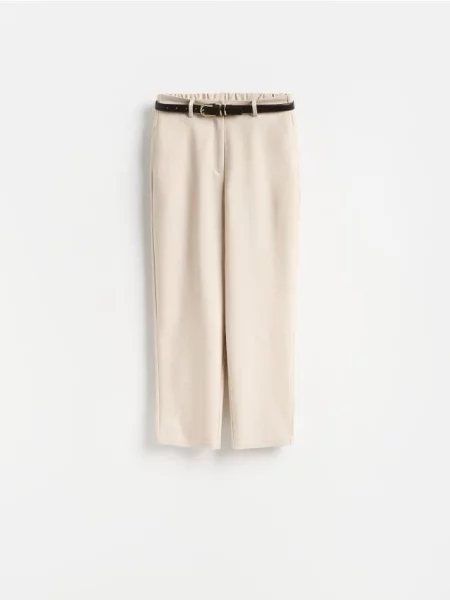 Reserved Pantaloni tip țigaretă cu curea bej