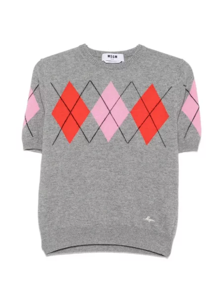 Scurt tricou Msgm cu model argyle gri