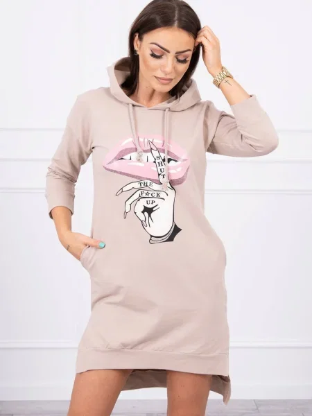 Rochie maxi Kesi cu imagine lungă de costum bej