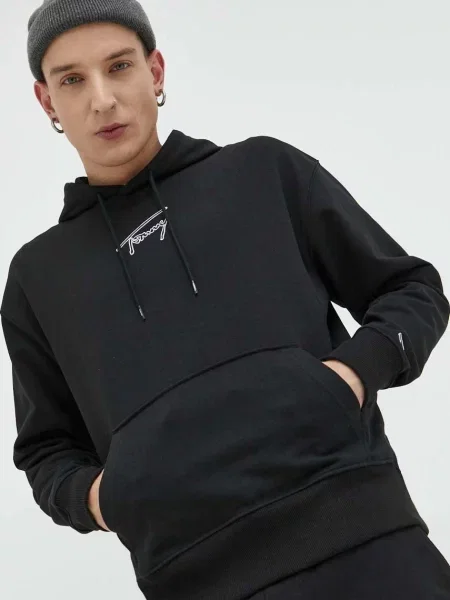 Hanorac cu glugă Tommy Jeans negru