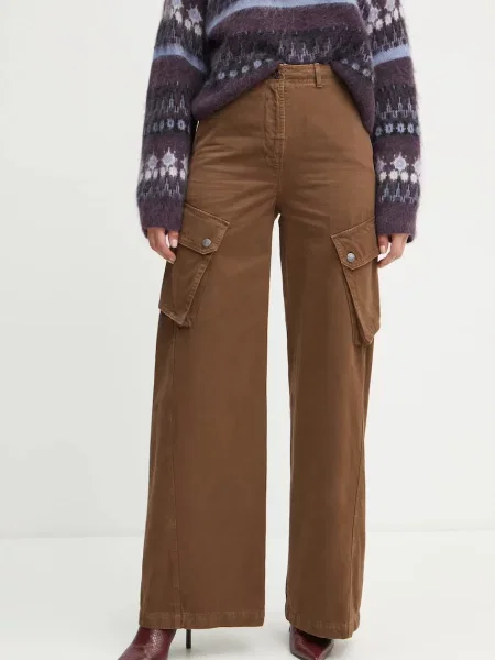 Weekend Max Mara spodnie szerokie high waist brązowy