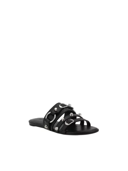 Lniane klapki Balenciaga czarne