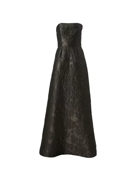 Rochie maxi Carolina Herrera cu model floral din jacard fără bretele verde