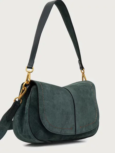 Gianni Chiarini чанта crossbody дамска от велур HELENA ROUND зелено