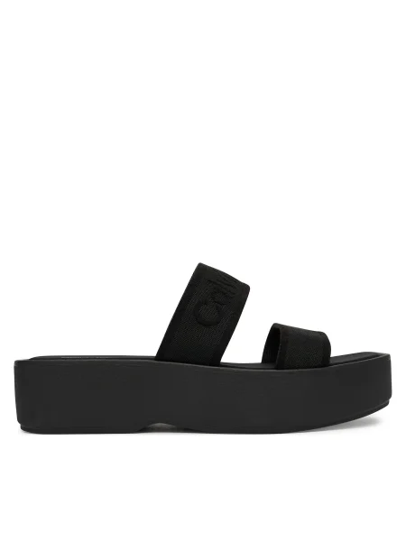 Šľapky Calvin Klein Flatform Sndl Webbing čierna