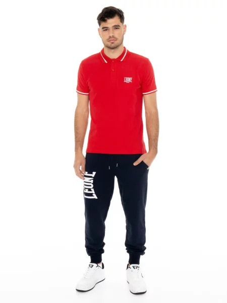 Leone Basic koszulka polo z kołnierzykiem czerwona