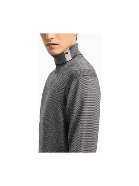 Sweter z golfem Emporio Armani wełniany do golfa szary