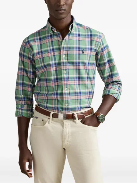 Șapcă Polo Ralph Lauren cu broderie din țesătură twill în carouri albastru