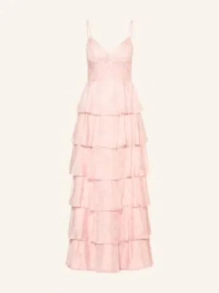Hey Kyla Večerní Šaty S Volány světle / starorůžová / černošedá růžová