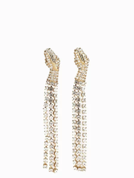 Cercei Thuban orecchini serpente placcate oro con cascate di strass auriu