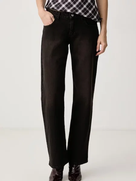 Haveone jeansy straight brązowe