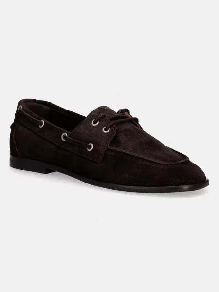 Gant mocasini de damă din piele întoarsă Gimble maro