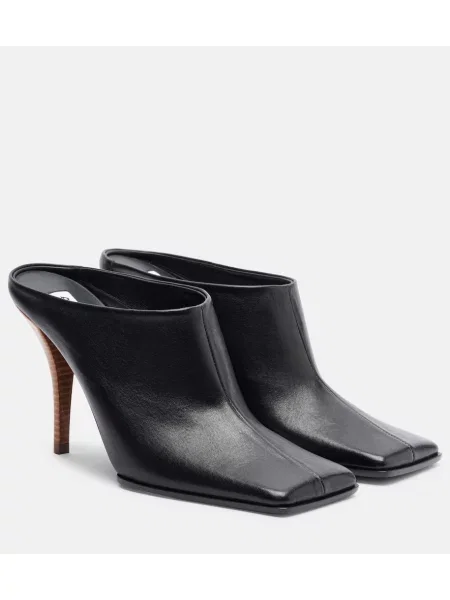 Papuci tip mules Alaïa din piele negru
