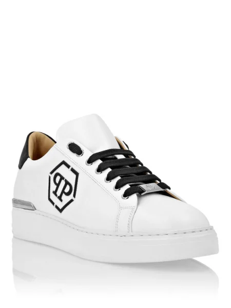Кожени маратонки Philipp Plein Nappa Lo-Top Hexagon 02 бяло