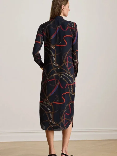 Lauren Ralph Lauren sukienka midi prosta granatowy