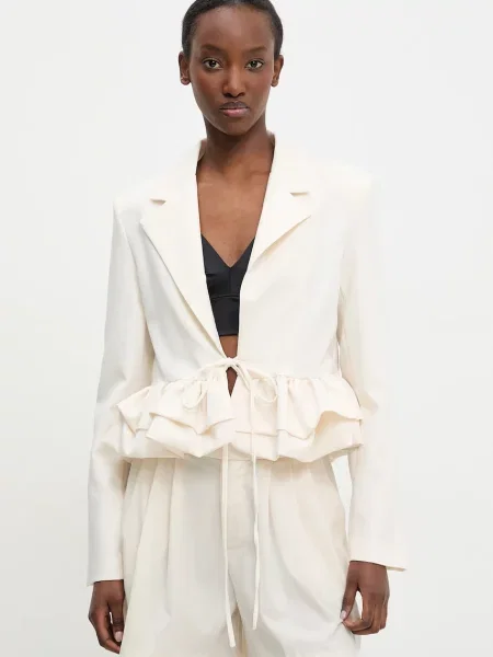 Answear Lab marynarka niezapinana gładka beżowy