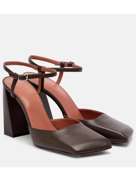 Pantofi cu toc Amina Muaddi din piele maro