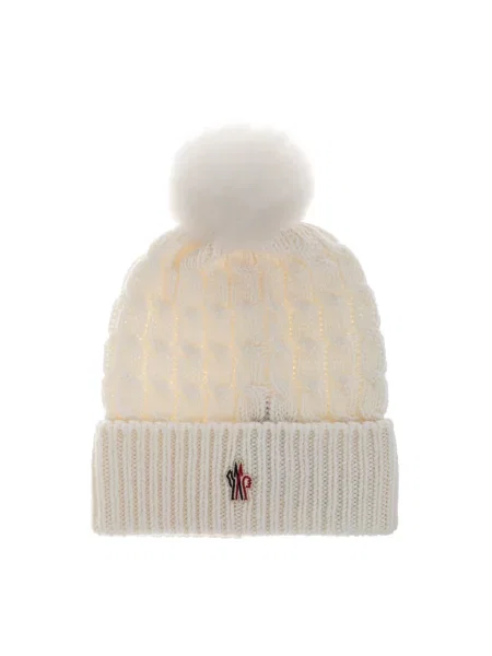 Czapka Moncler Grenoble wełniana beżowa