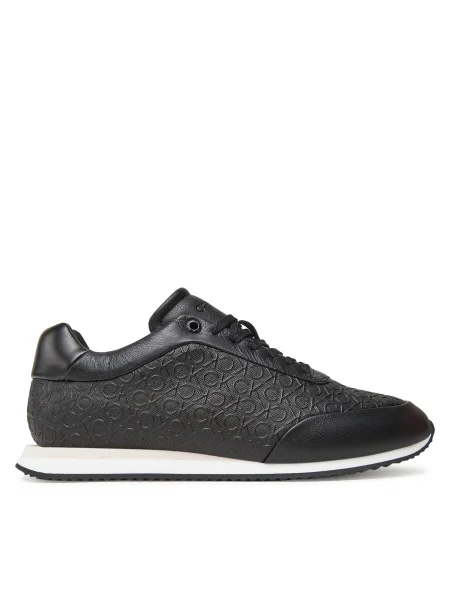 Calvin Klein Sneakersy Runner Lace Up Mono Pu Čierna biela