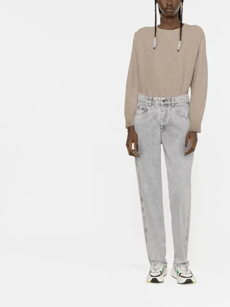Дънки straight leg Brunello Cucinelli сиво