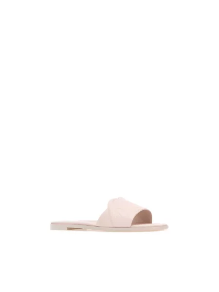 Klapki Alexander Mcqueen skórzane z logo różowe
