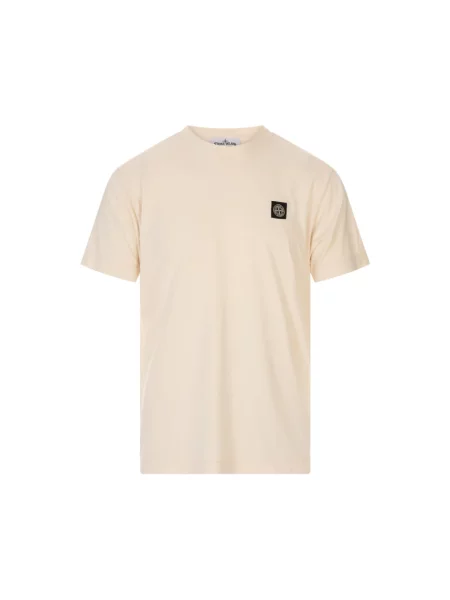 Koszulka Stone Island z dżerseju z kamieniami biała
