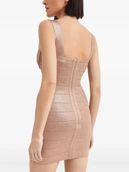 Rochie mini Hervé Léger de costum auriu