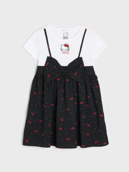 Sinsay Šaty s Ozdobnou Mašlí a Potiskem Hello Kitty vícebarevná