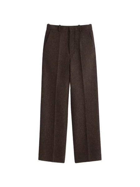 Pantaloni Maison Margiela de lână cu model herringbone maro