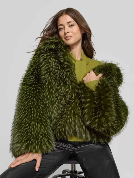 Kurtka z imitacji futra o kroju oversized w melanżu model KASTANJE' Essentiel Antwerp
