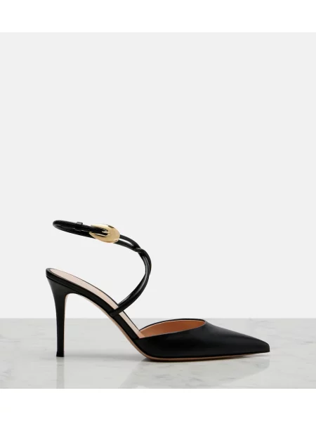 Pantofi cu toc Gianvito Rossi din piele slingback negru