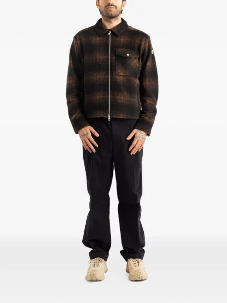 Geacă cămașă Moncler în carouri din jerseu negru