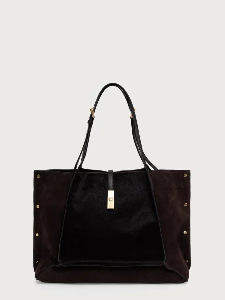 Geantă shopper Pollini din piele maro