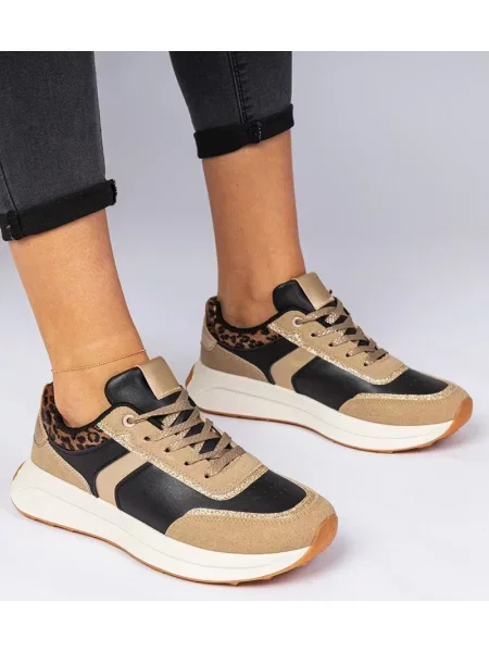 Sneakerși D/ceo cu imagine cu imprimeu animal print negru
