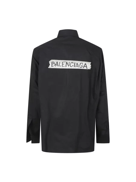 Lniana kurtka koszulowa Balenciaga czarna