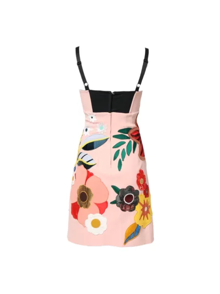 Sukienka mini Dolce And Gabbana w kwiatki na ramiączkach różowa