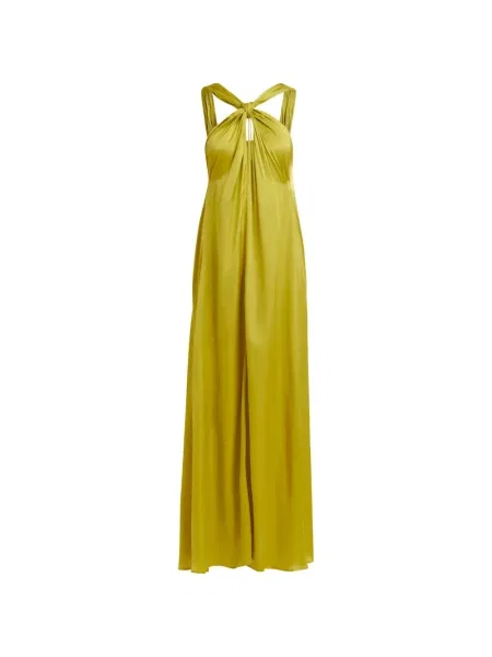 Rochie Essentiel Antwerp în linie A cu gât halter de costum galben